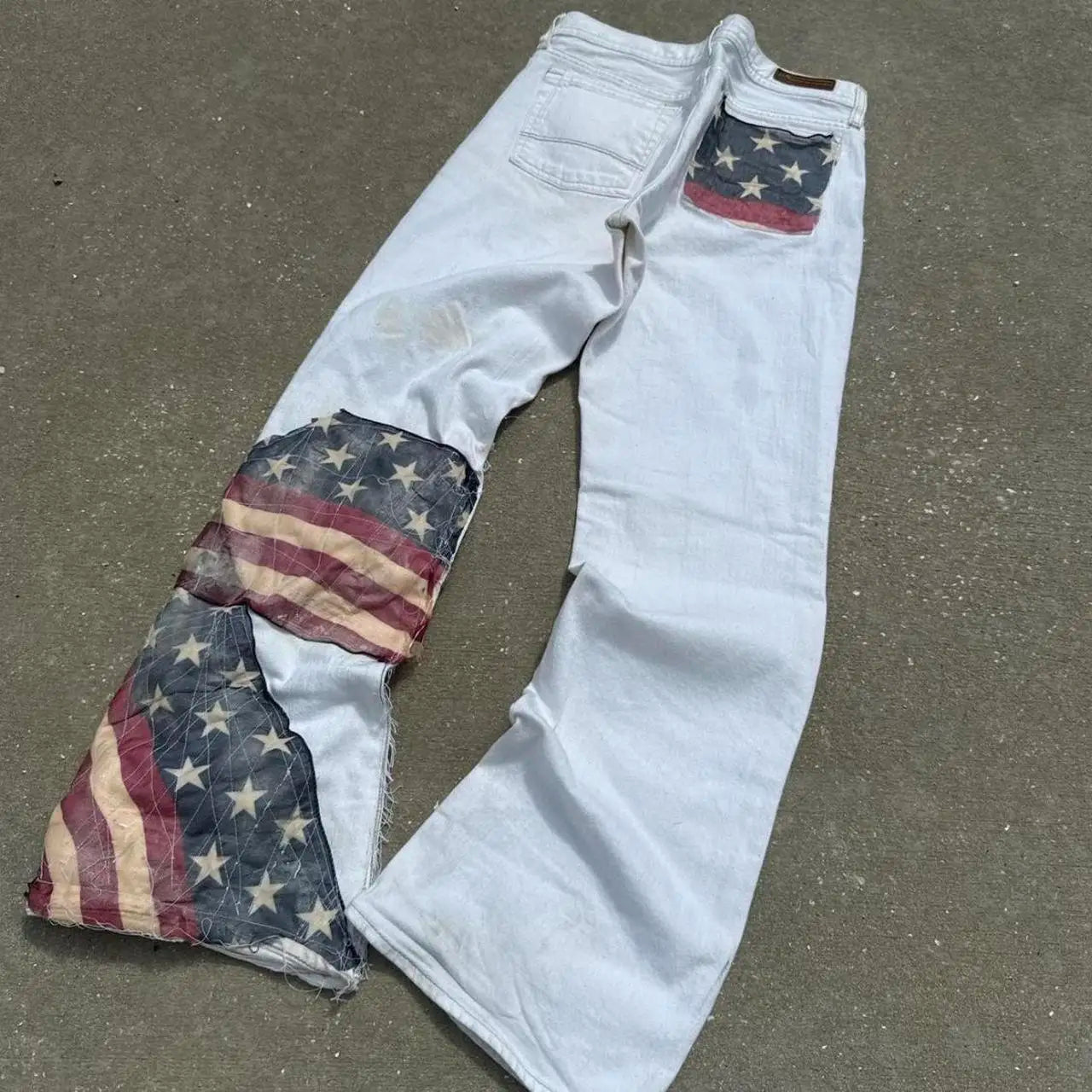 American Flag Patchwork Denim