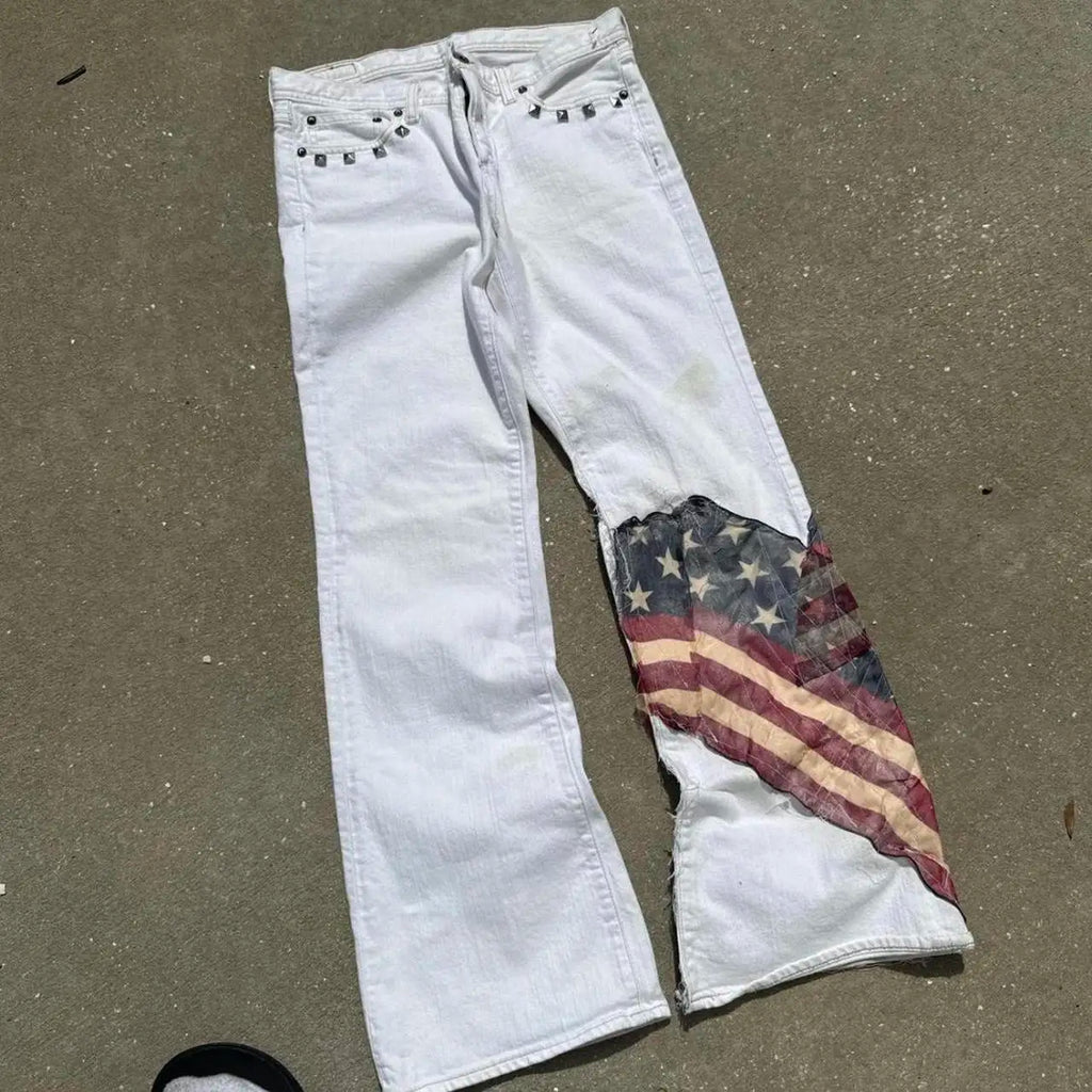 American Flag Patchwork Denim