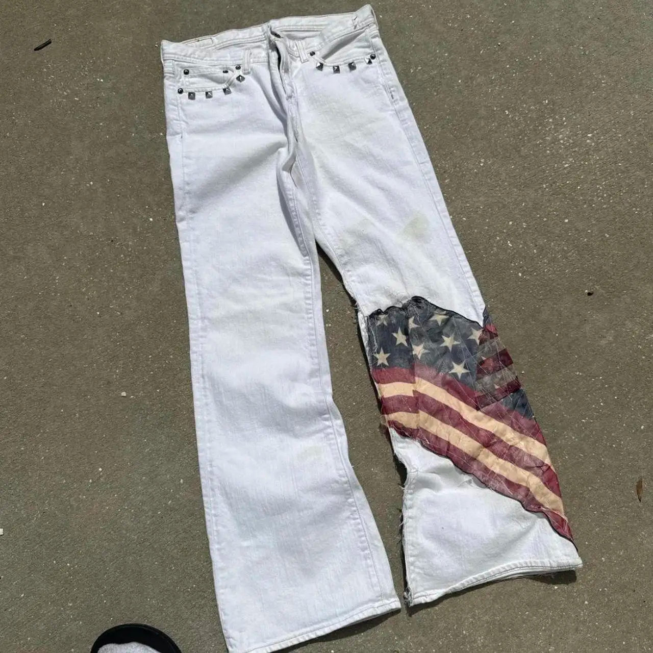 American Flag Patchwork Denim