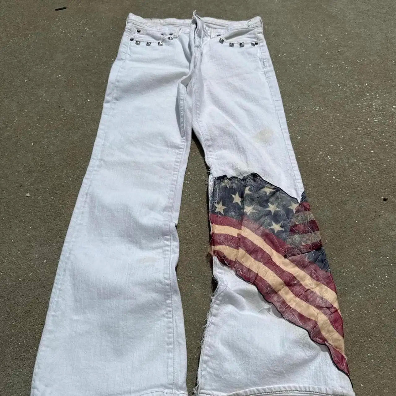 American Flag Patchwork Denim