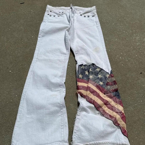 American Flag Patchwork Denim