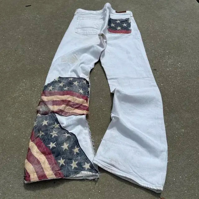 American Flag Patchwork Denim