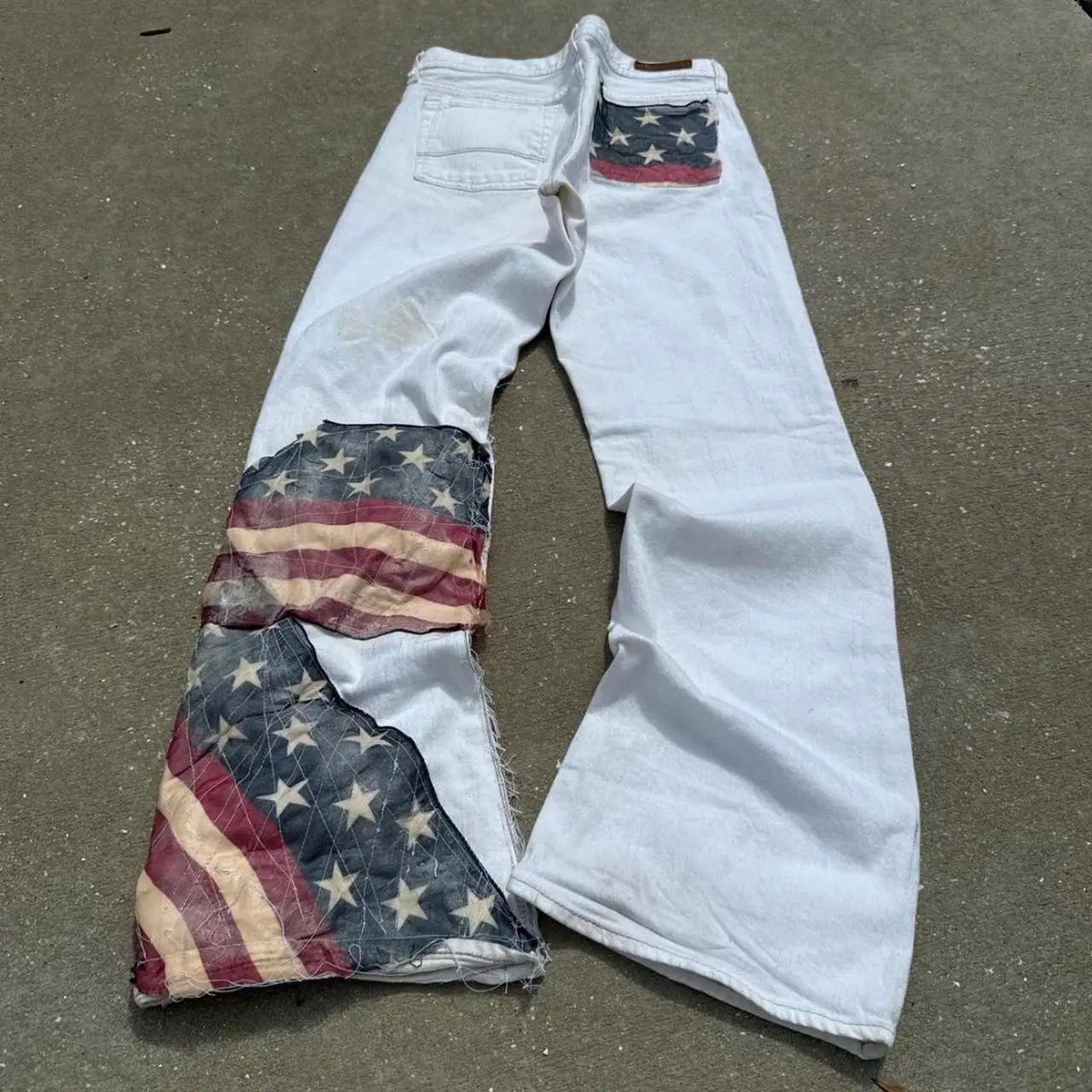 American Flag Patchwork Denim